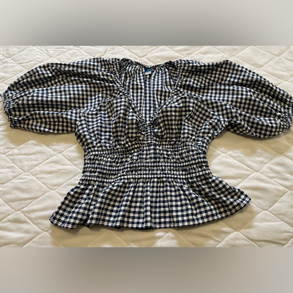 Old Navy Black and White Gingham Blouse